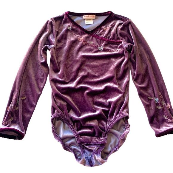 American Girl Floral Embroidered Velvet Bodysuit - Picture 1 of 6